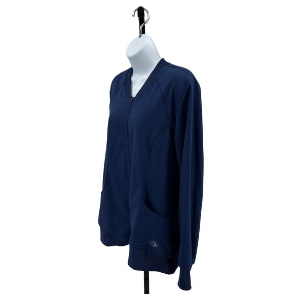 Dickies Zip Front Warm-Up Scrub Jacket WMNS M Blue Sweater Long Sleeve Uniform - Picture 5 of 13